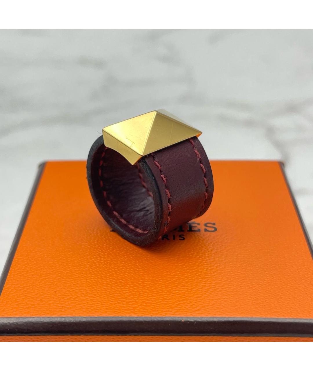 HERMES Бордовое кожаное кольцо, фото 5