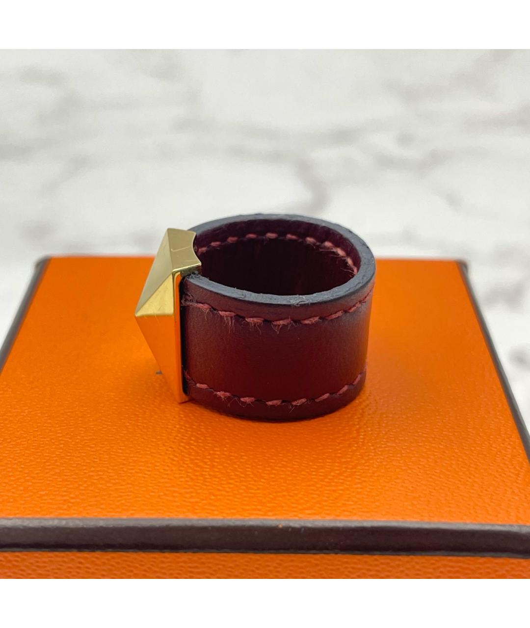 HERMES Бордовое кожаное кольцо, фото 8