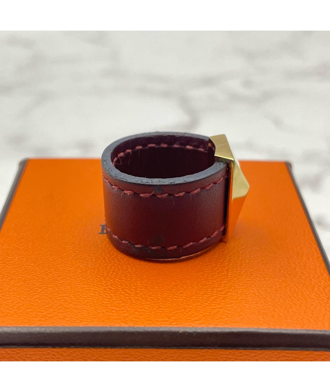 HERMES Бордовое кожаное кольцо, фото 7