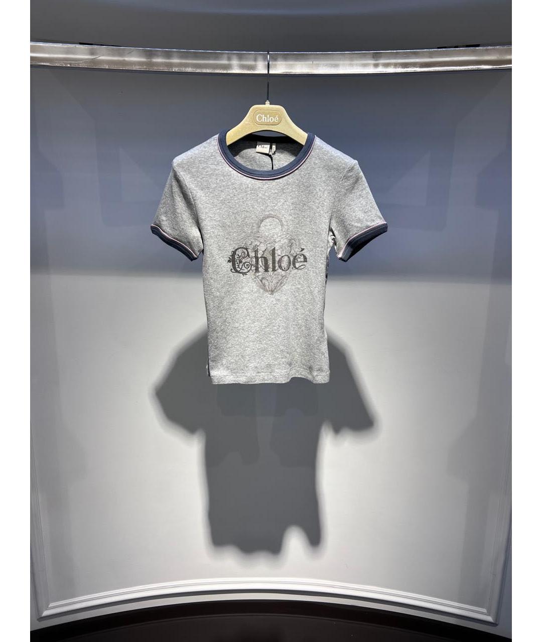 CHLOE Серая хлопковая футболка, фото 2