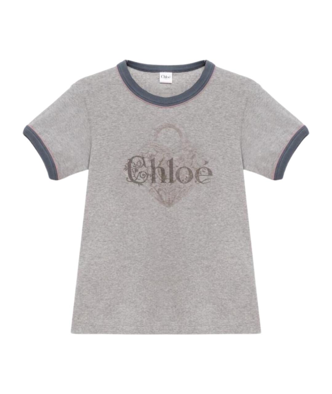 CHLOE Серая хлопковая футболка, фото 1