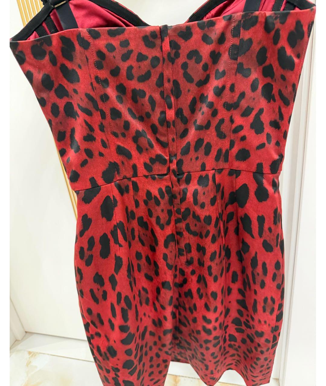 DOLCE&GABBANA Бордовое шелковое коктейльное платье, фото 3