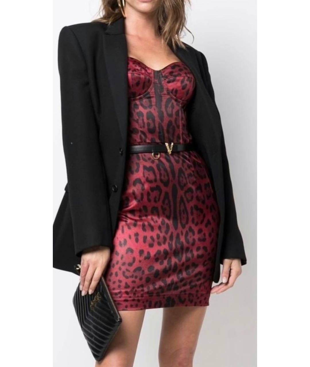 DOLCE&GABBANA Бордовое шелковое коктейльное платье, фото 4