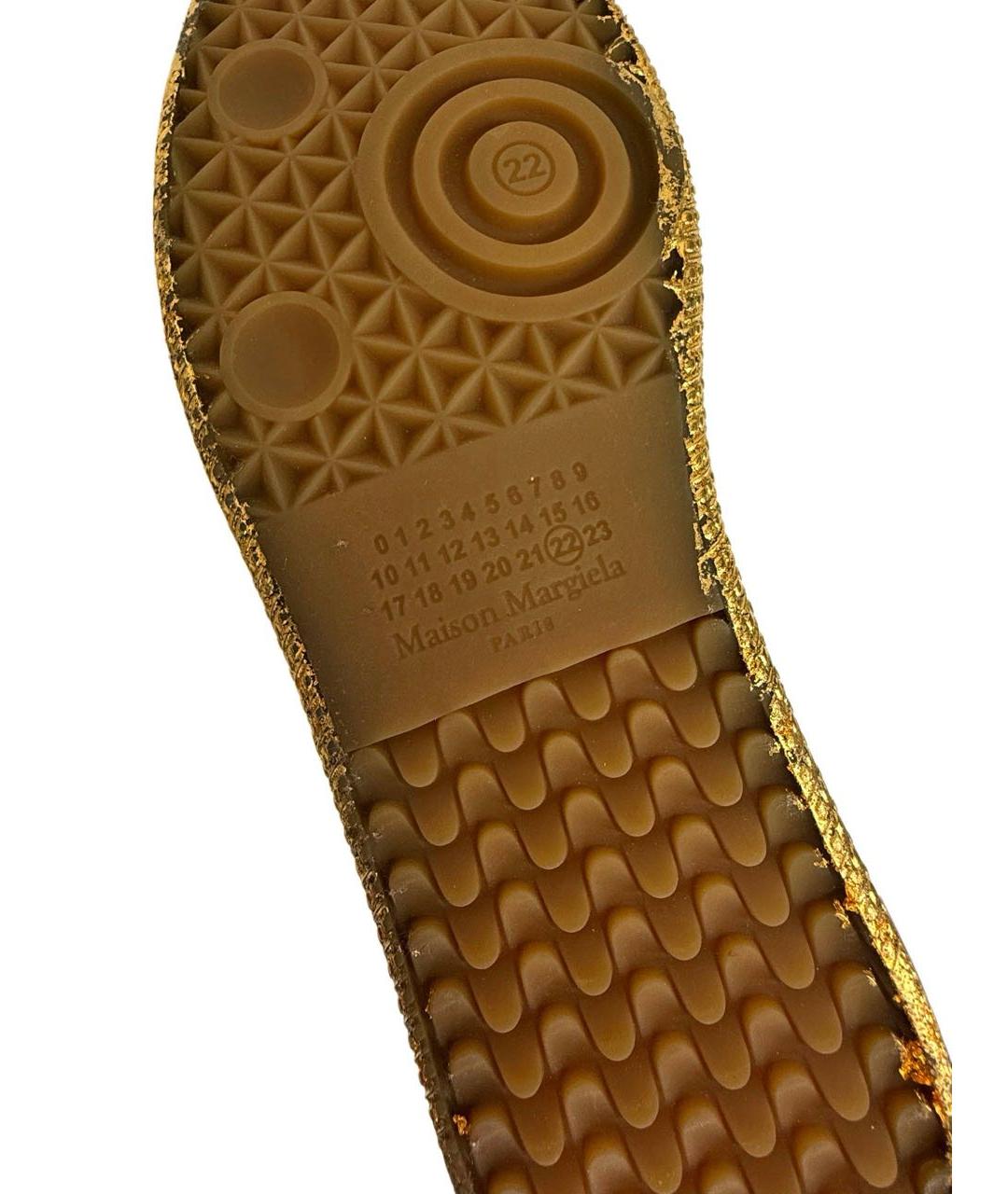 MAISON MARGIELA Золотые кожаные кеды, фото 8