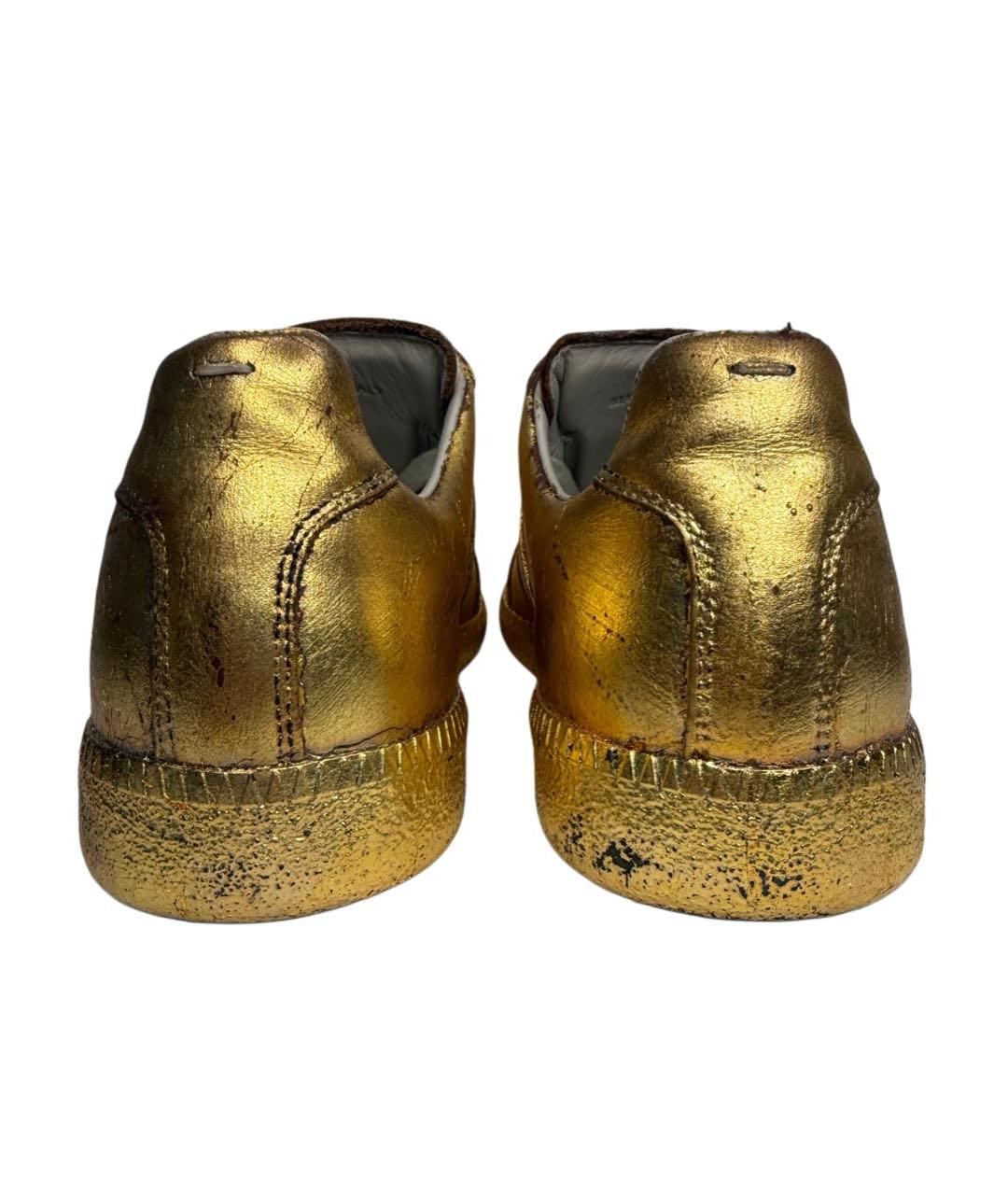 MAISON MARGIELA Золотые кожаные кеды, фото 7