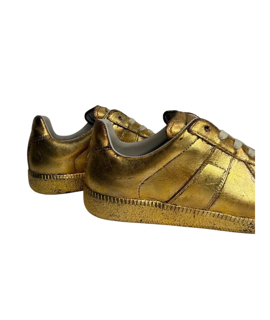 MAISON MARGIELA Золотые кожаные кеды, фото 6