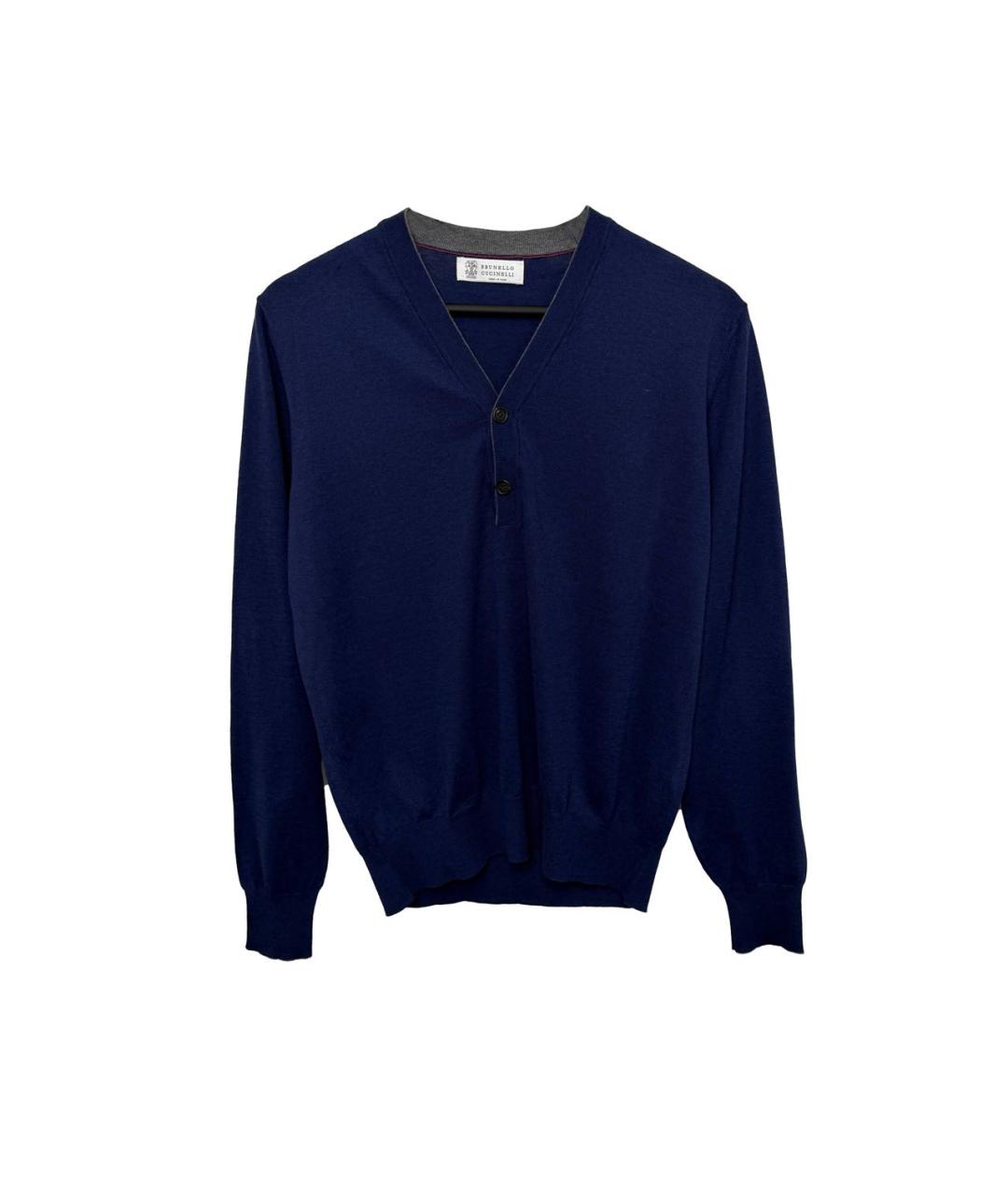 BRUNELLO CUCINELLI Синий шерстяной кардиган, фото 4