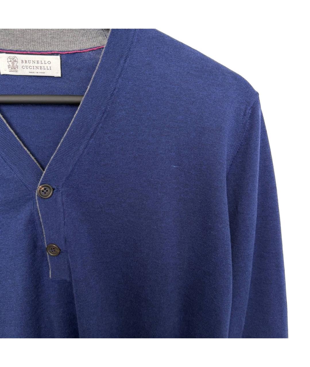 BRUNELLO CUCINELLI Синий шерстяной кардиган, фото 2