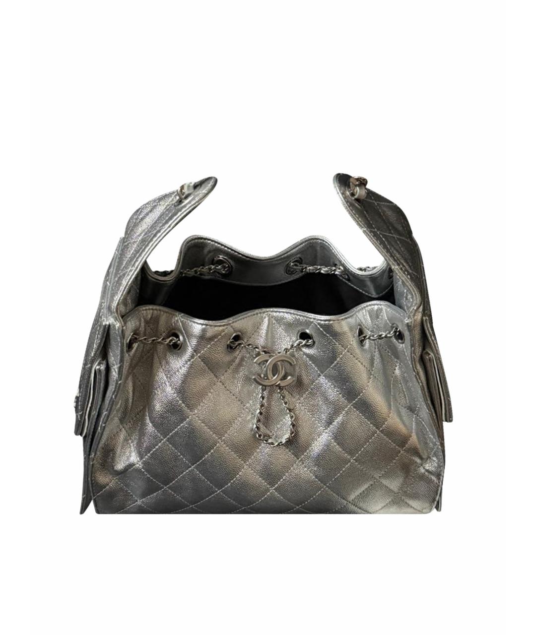 CHANEL Серебряная кожаная сумка тоут, фото 1