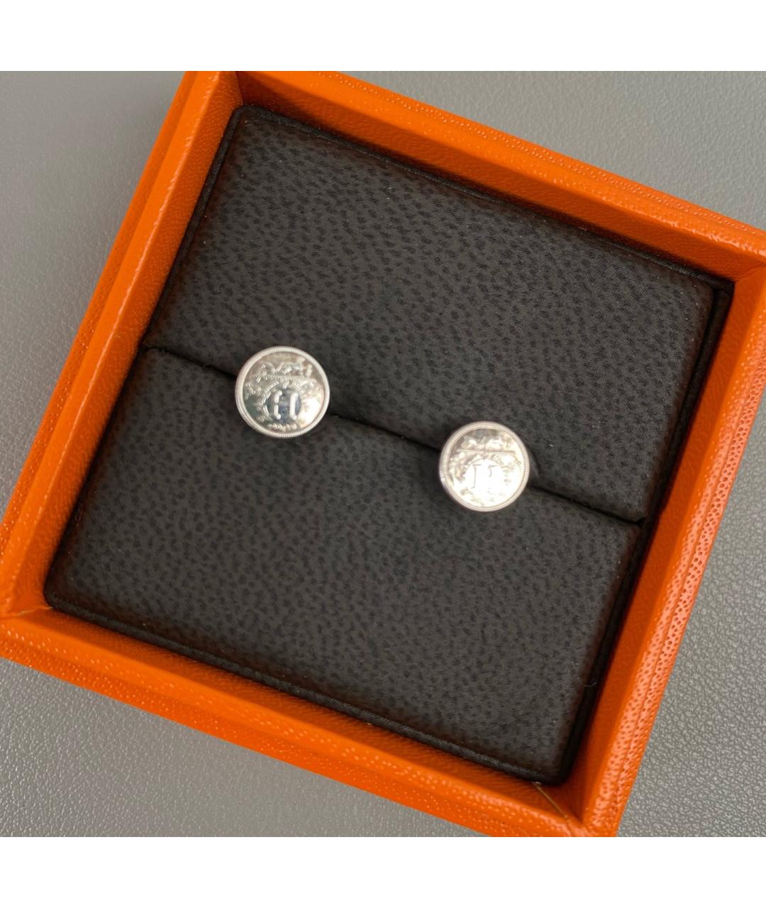 HERMES Серебряные серьги из белого золота, фото 3