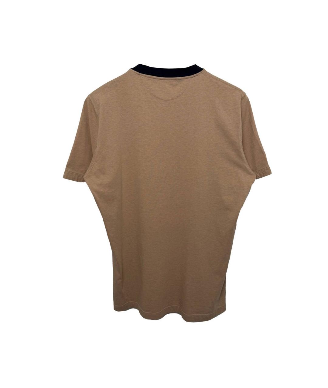 BRUNELLO CUCINELLI Бежевая хлопковая футболка, фото 3