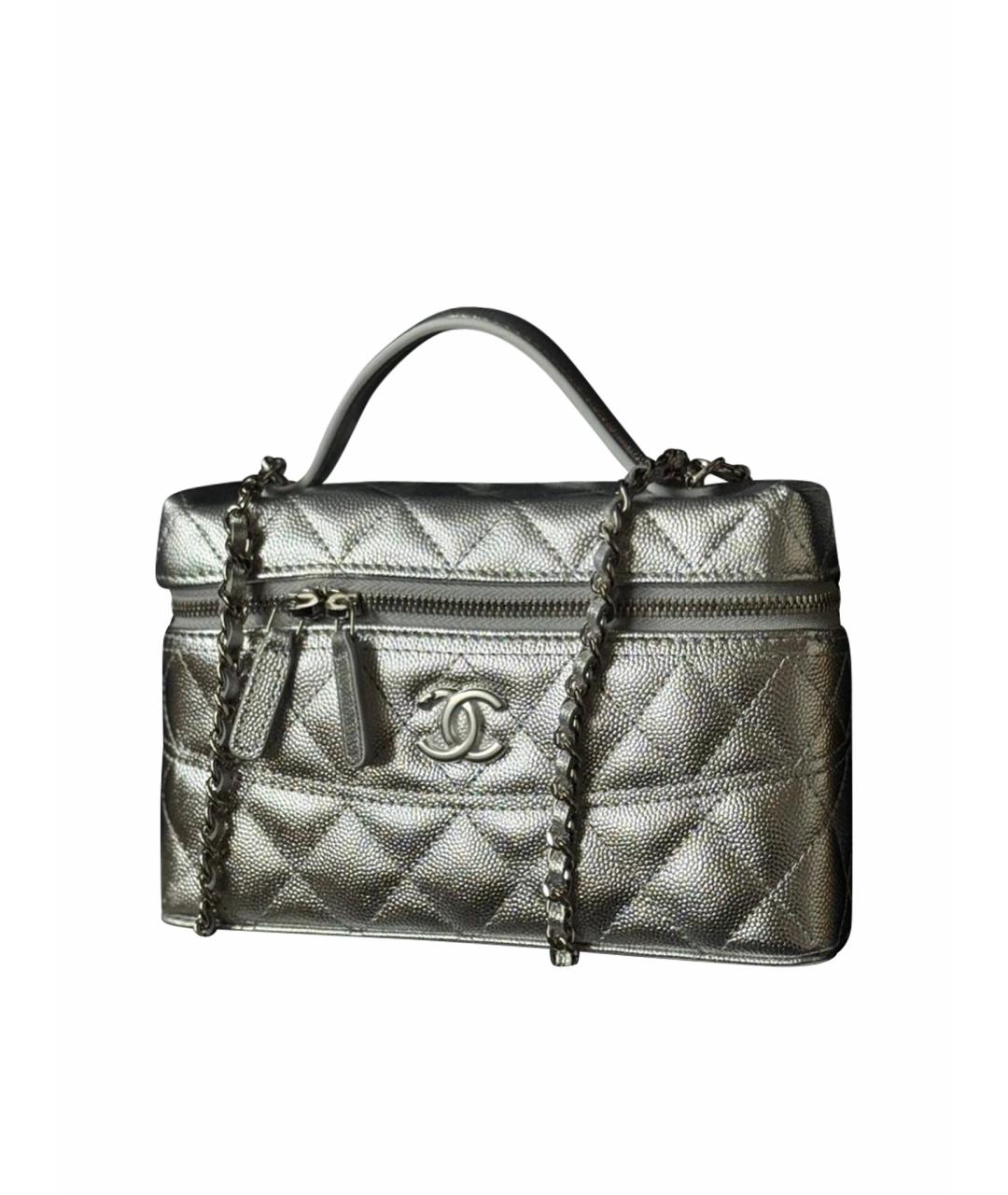 CHANEL Серебряная кожаная сумка через плечо, фото 1