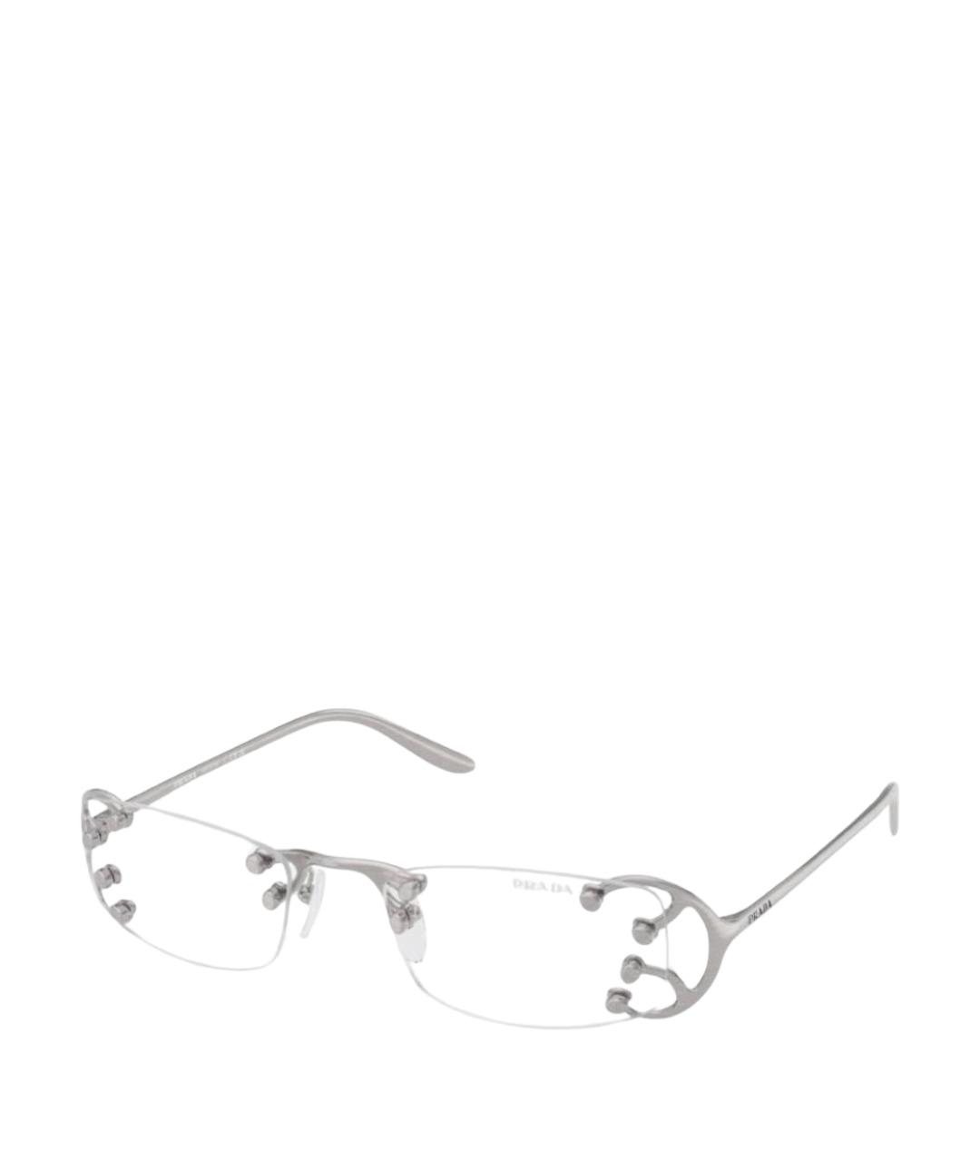 PRADA Серебряные металлические солнцезащитные очки, фото 1