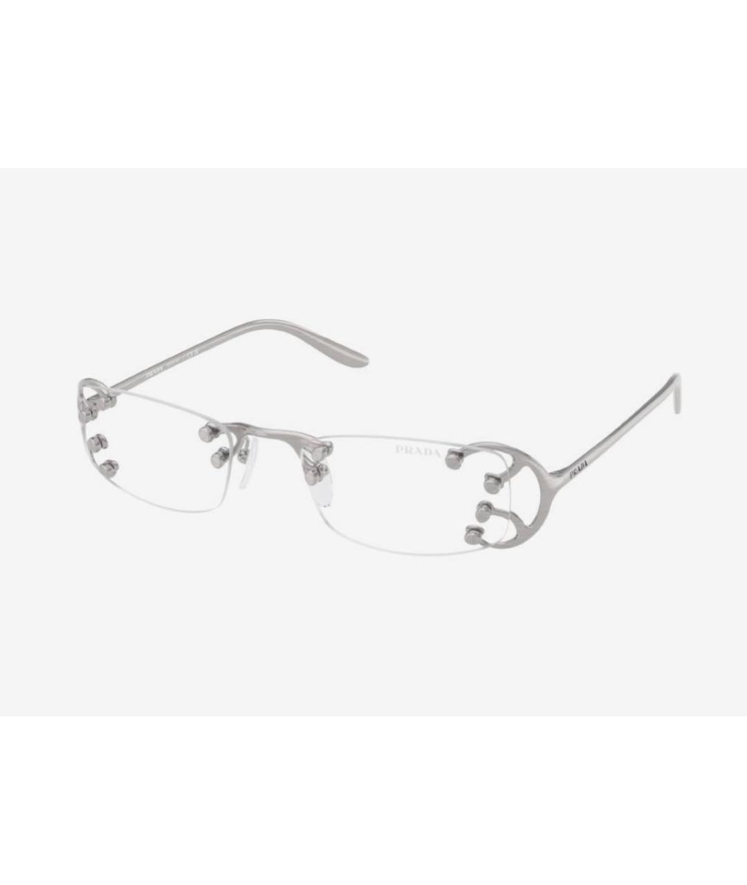 PRADA Серебряные металлические солнцезащитные очки, фото 5