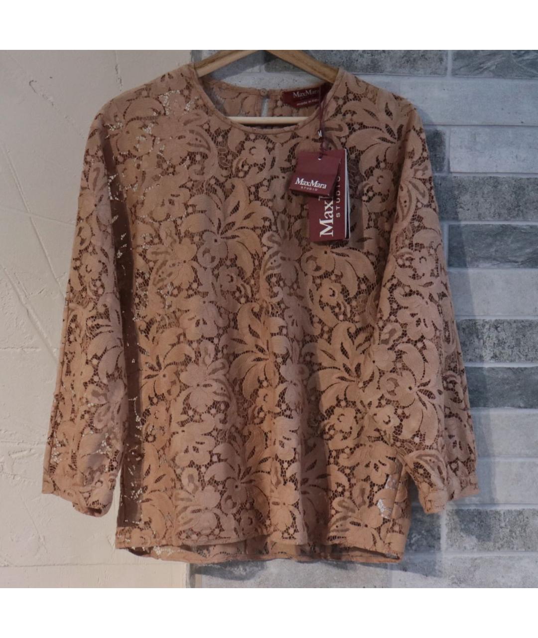MAX MARA STUDIO Бежевая хлопковая блузы, фото 2