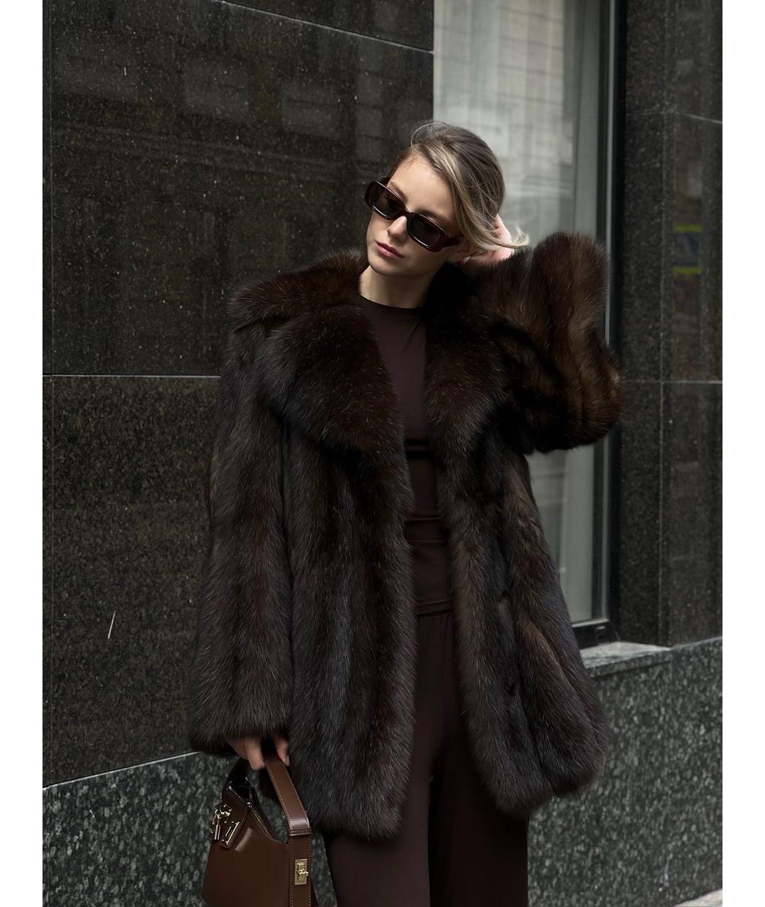 VALENTINO Коричневая меховая шуба, фото 5