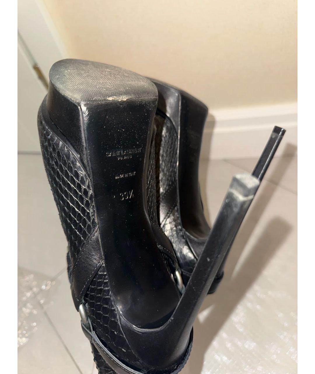 SAINT LAURENT Черные ботильоны из экзотической кожи, фото 4
