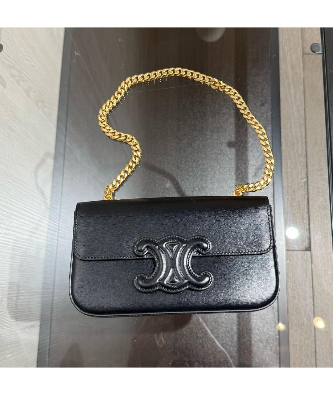 CELINE Черная кожаная сумка через плечо, фото 9