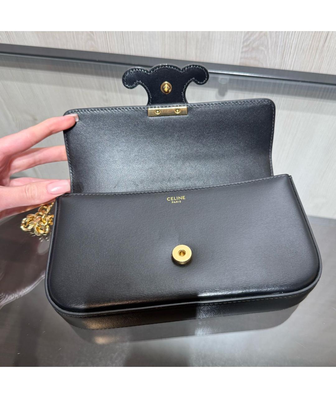 CELINE Черная кожаная сумка через плечо, фото 7