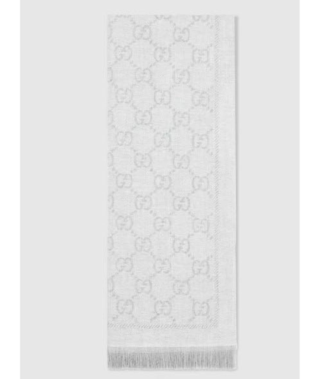 GUCCI Серый шерстяной шарф, фото 4