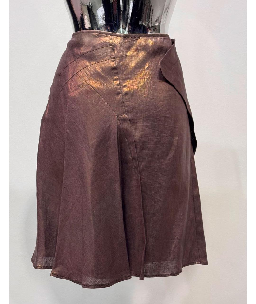 CHRISTIAN DIOR Золотая льняная юбка миди, фото 2