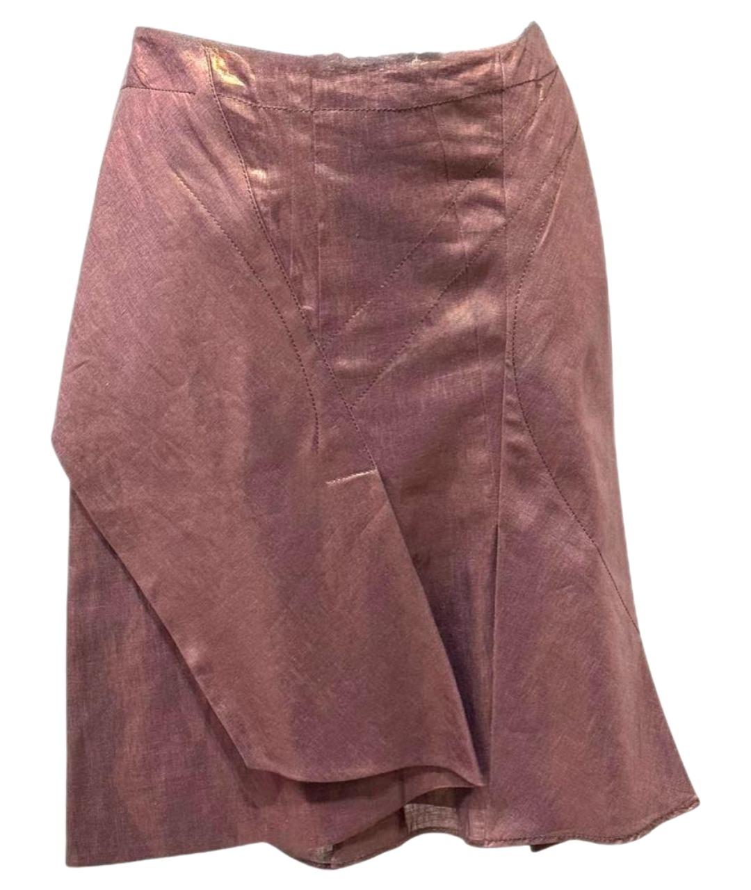 CHRISTIAN DIOR Золотая льняная юбка миди, фото 1