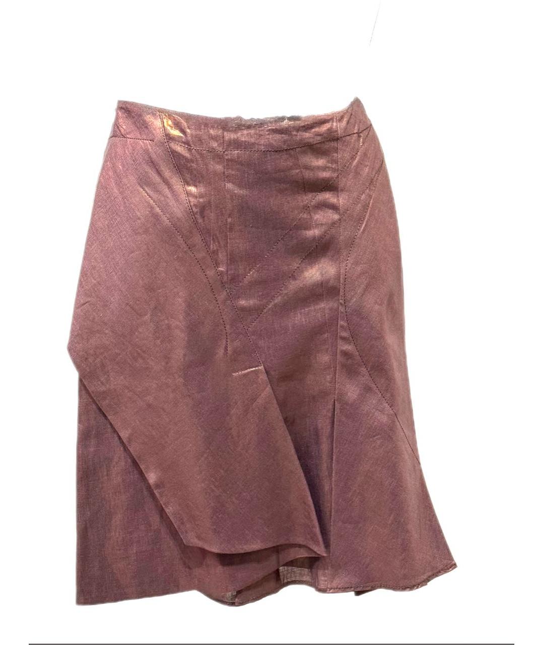 CHRISTIAN DIOR Золотая льняная юбка миди, фото 7