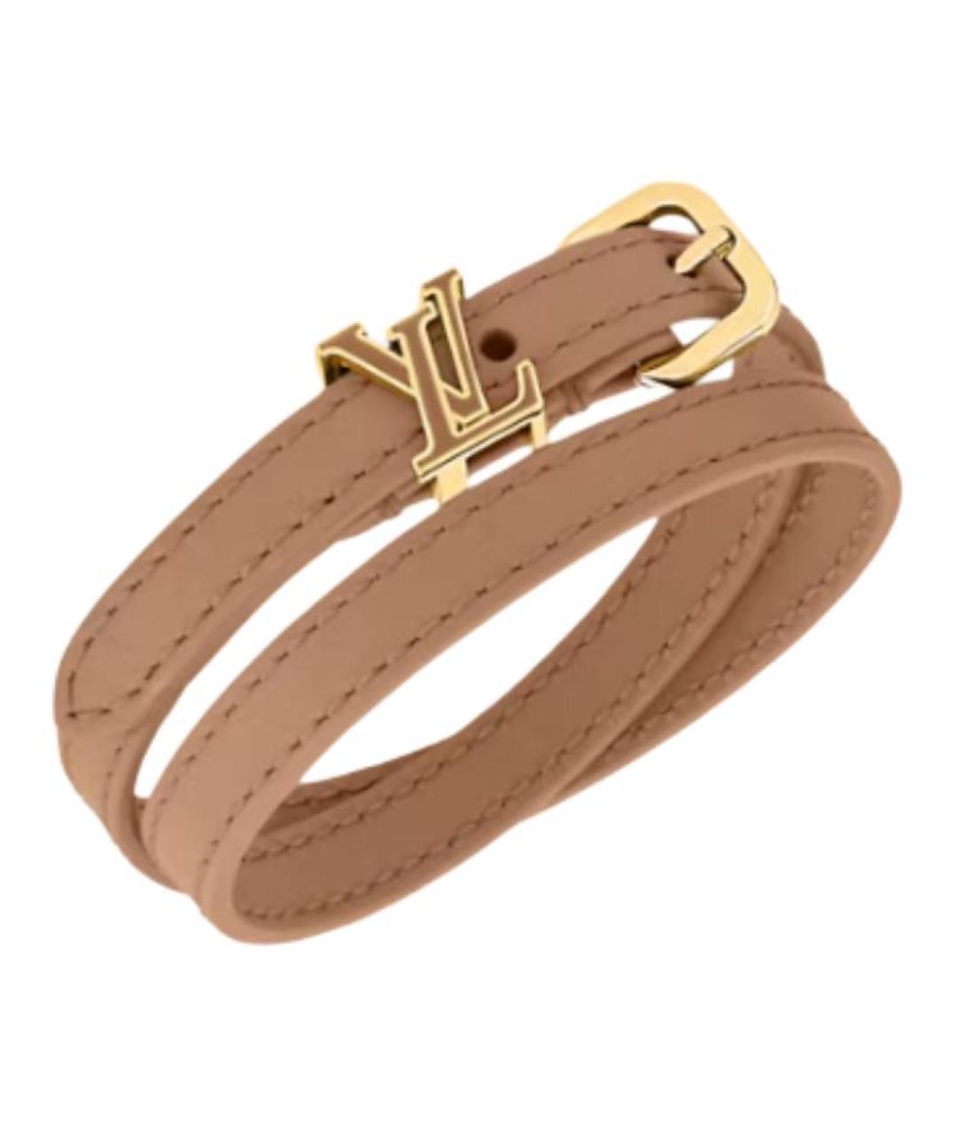 LOUIS VUITTON Коричневый кожаный браслет, фото 2