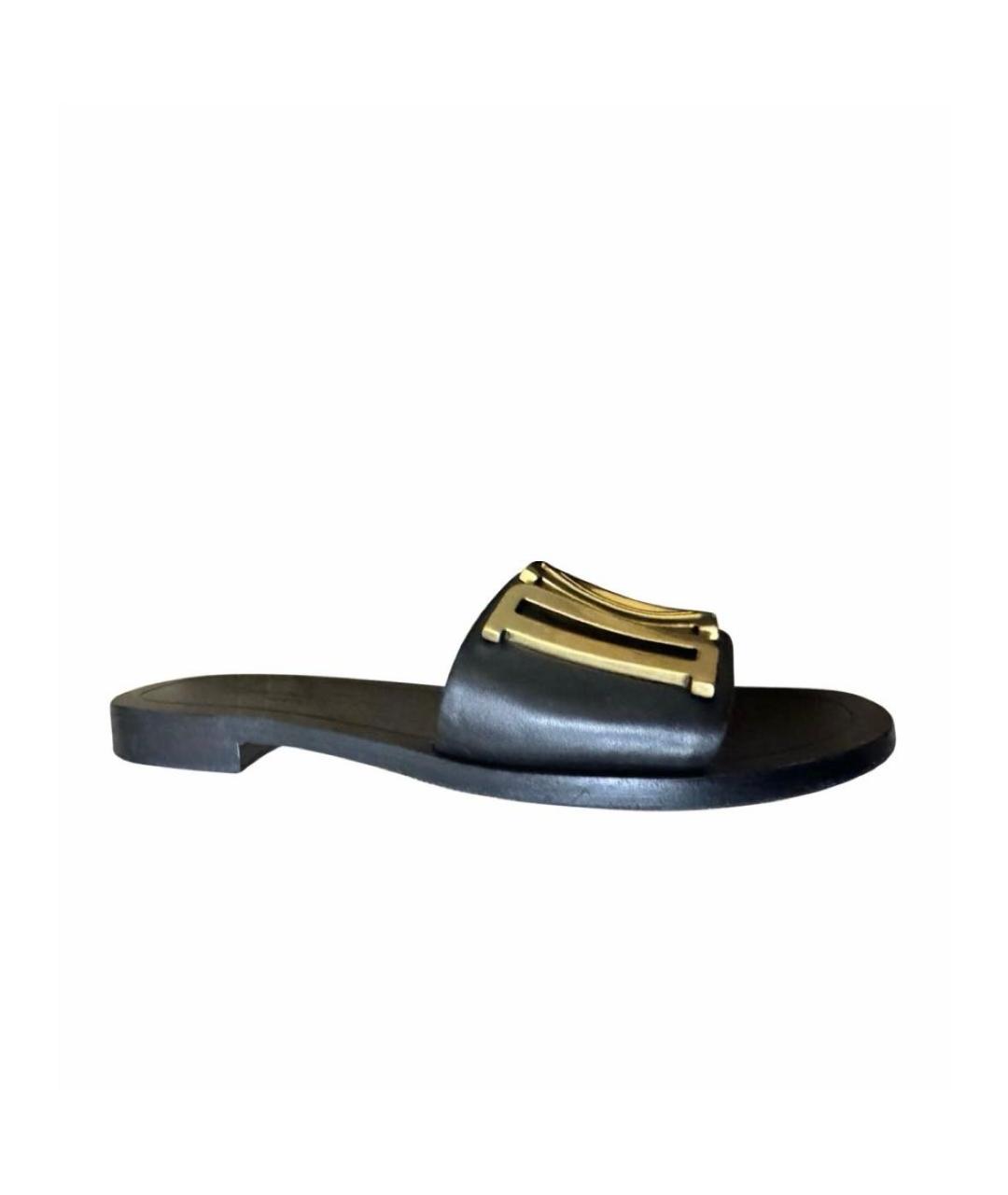 CHRISTIAN DIOR Черные кожаные шлепанцы, фото 1