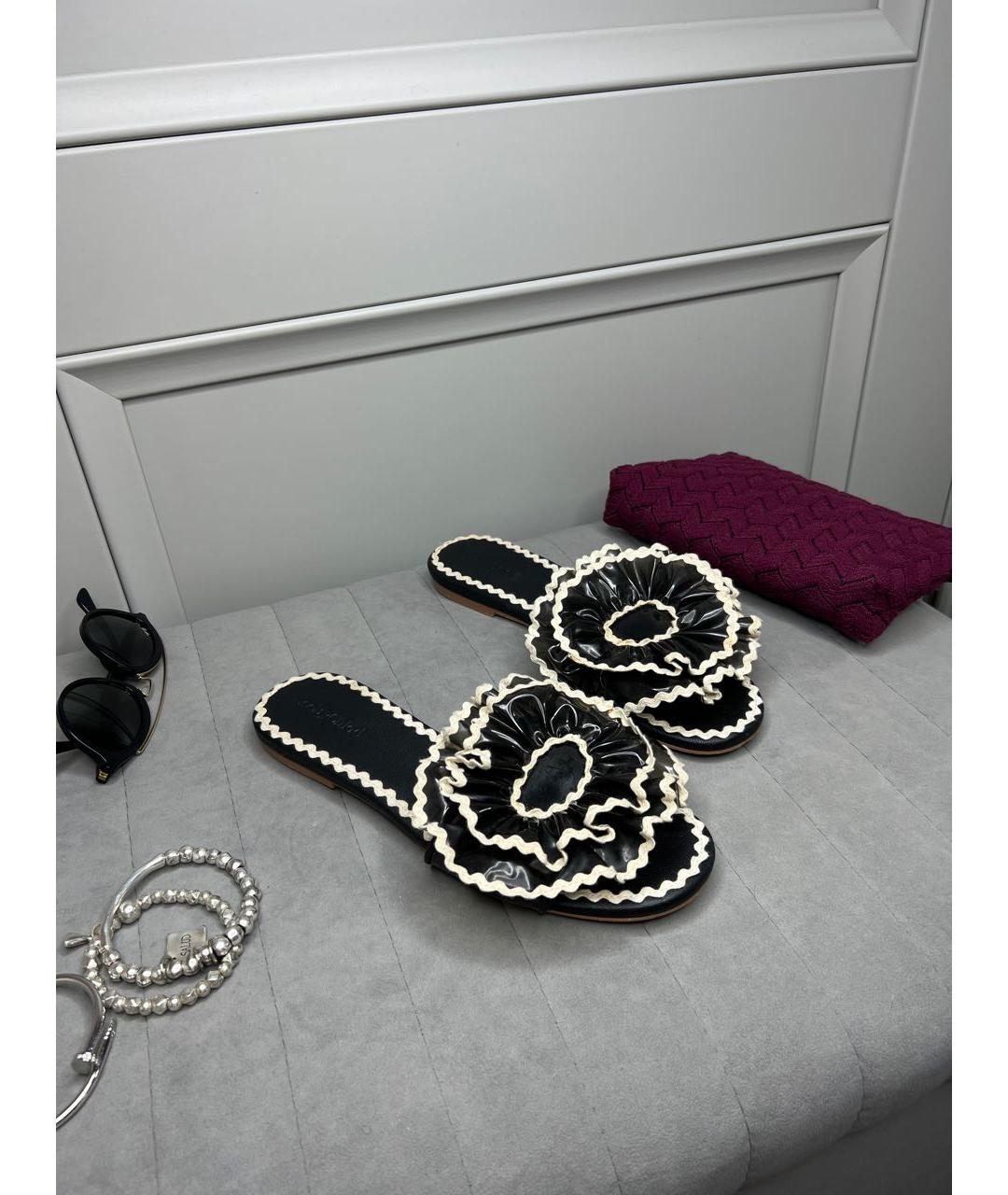 SEE BY CHLOE Черные кожаные шлепанцы, фото 4