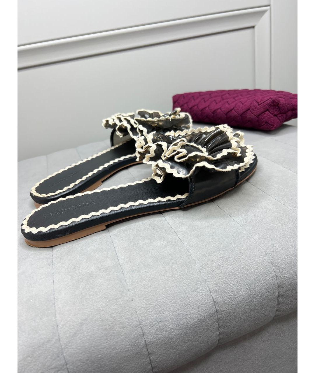 SEE BY CHLOE Черные кожаные шлепанцы, фото 9