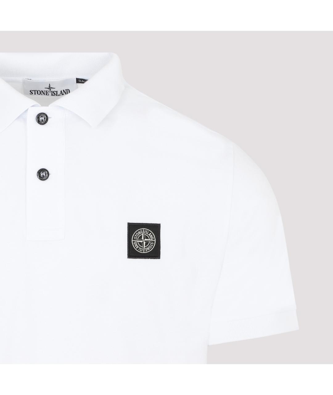 STONE ISLAND Белое хлопковое поло с коротким рукавом, фото 4