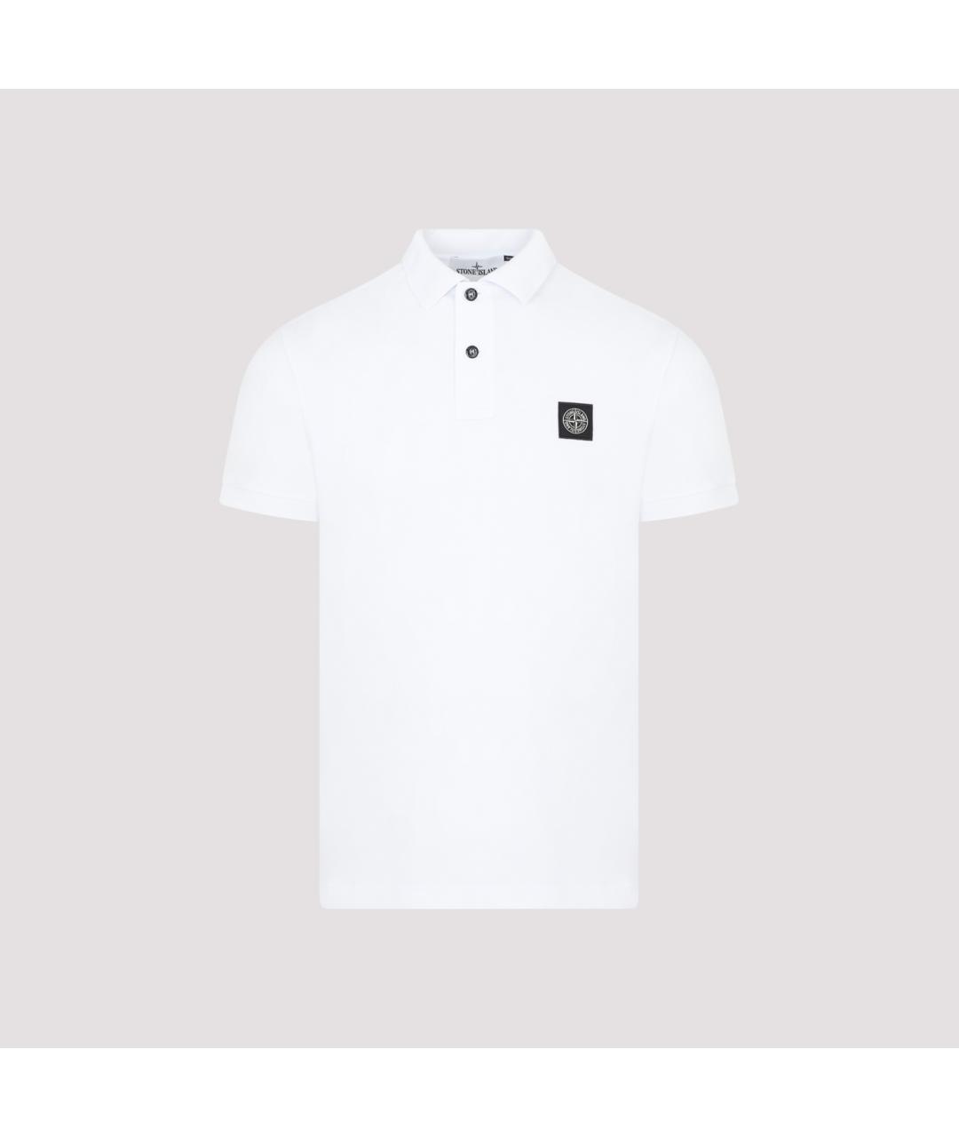 STONE ISLAND Белое хлопковое поло с коротким рукавом, фото 2
