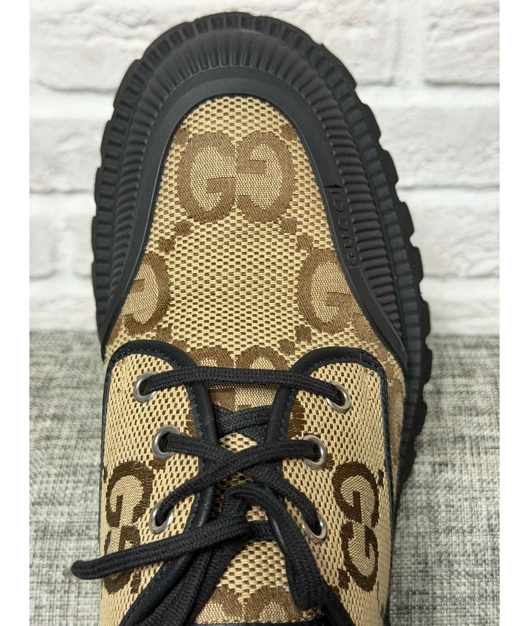 GUCCI Горчичные текстильные низкие ботинки, фото 6