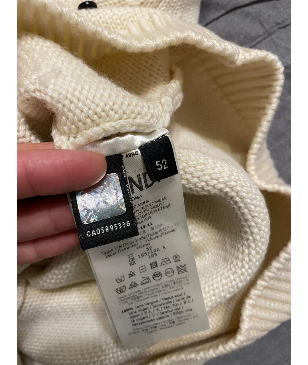 FENDI Бежевый шерстяной джемпер / свитер, фото 7