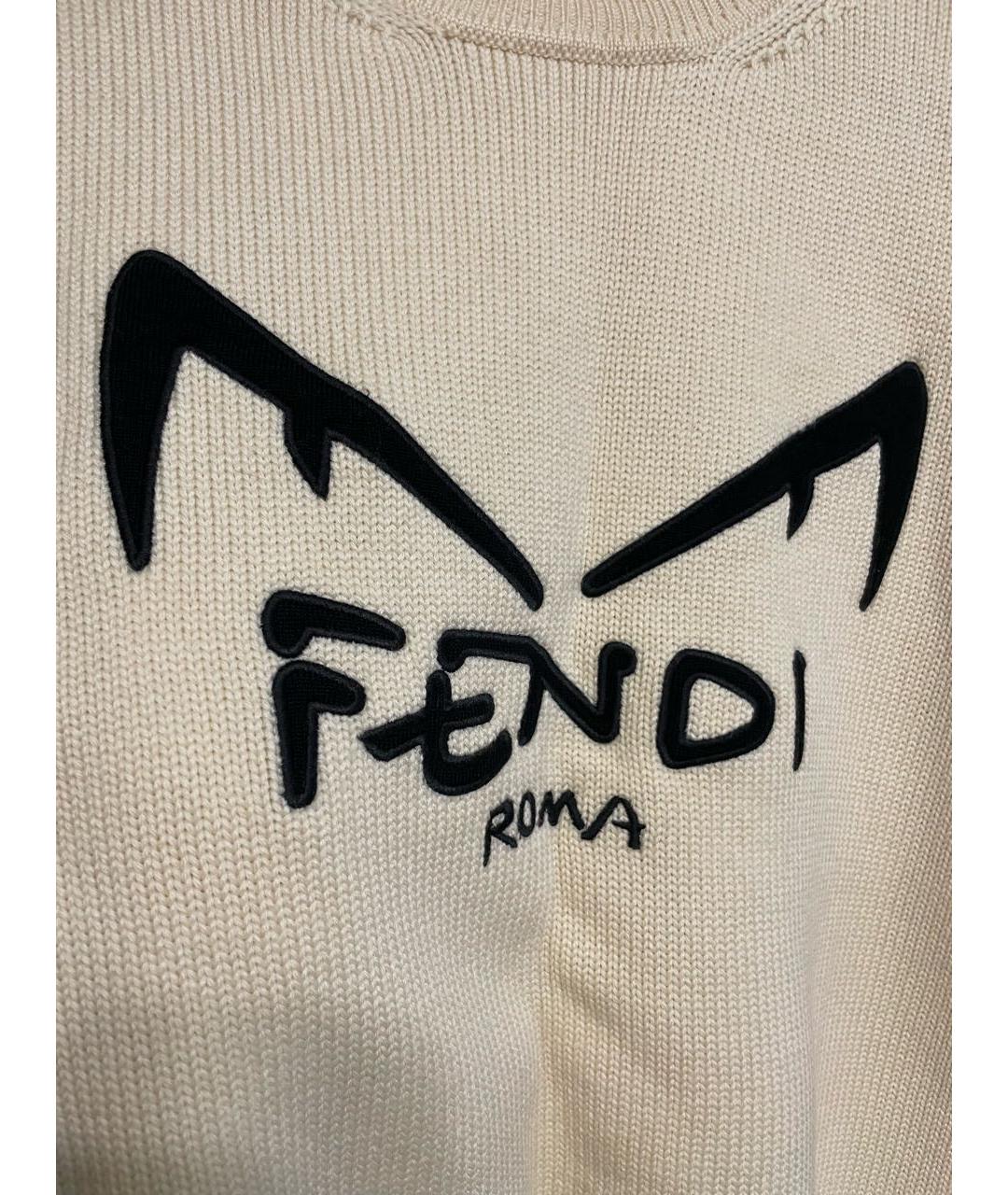 FENDI Бежевый шерстяной джемпер / свитер, фото 2