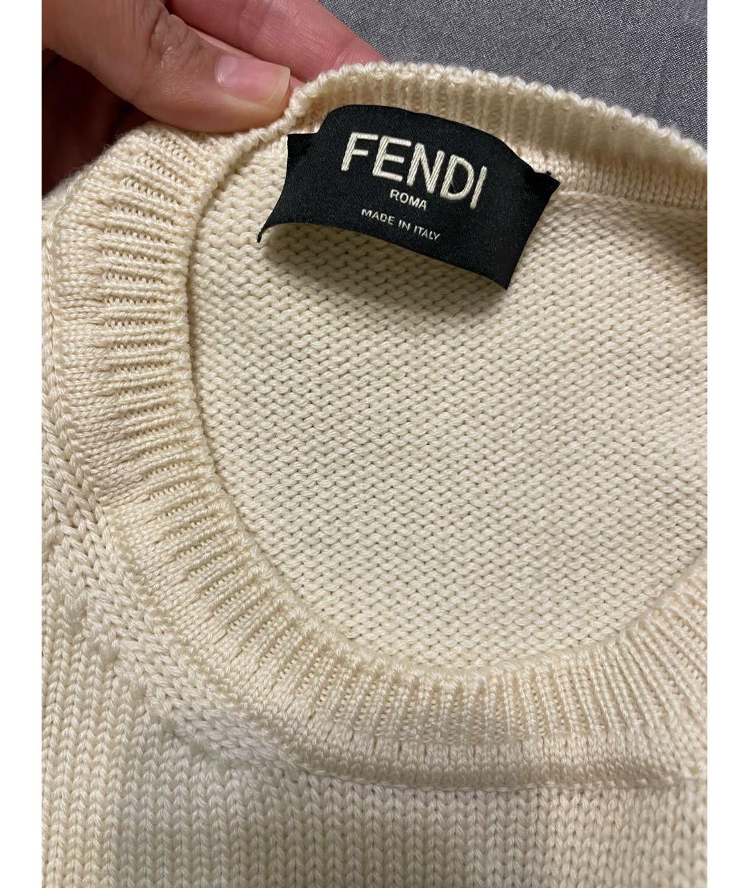 FENDI Бежевый шерстяной джемпер / свитер, фото 6