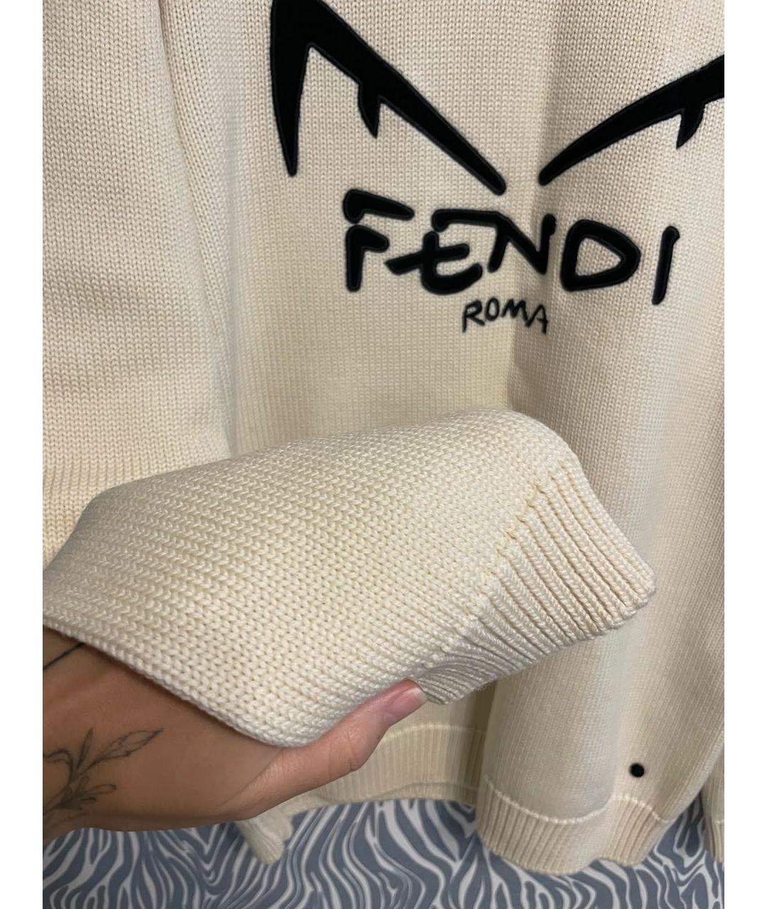 FENDI Бежевый шерстяной джемпер / свитер, фото 4