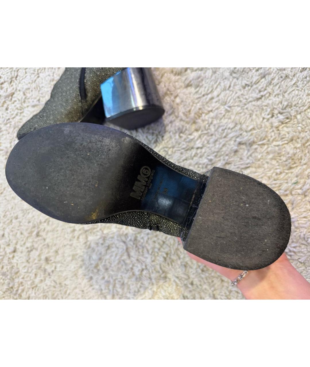 MM6 MAISON MARGIELA Черные кожаные ботильоны, фото 4