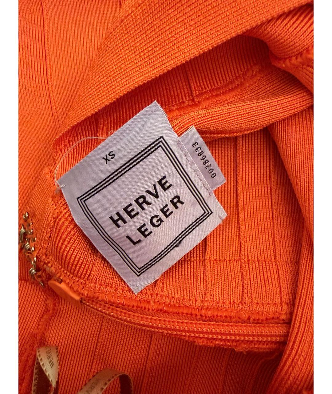 HERVE LEGER Коралловое вискозное коктейльное платье, фото 3