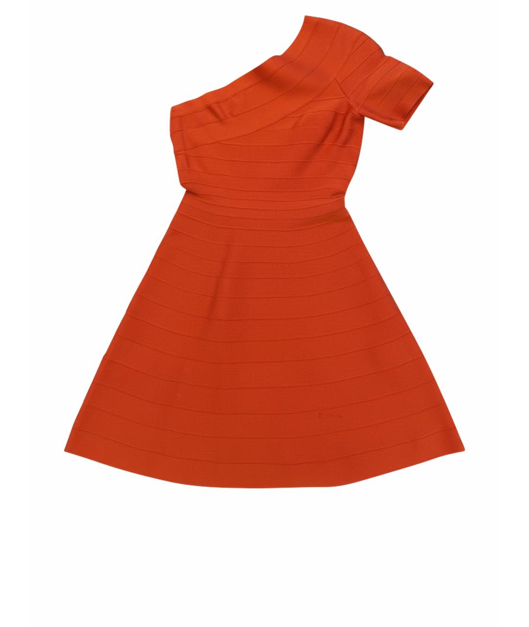 HERVE LEGER Коралловое вискозное коктейльное платье, фото 1