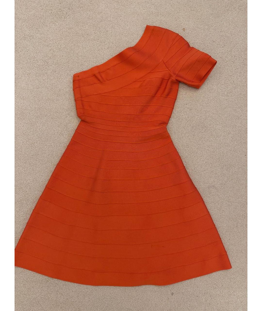 HERVE LEGER Коралловое вискозное коктейльное платье, фото 5