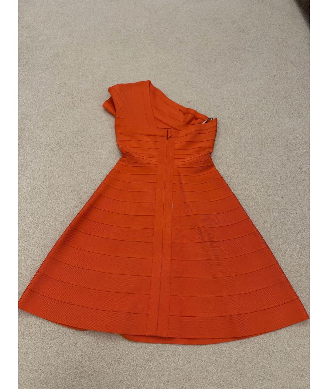 HERVE LEGER Коралловое вискозное коктейльное платье, фото 2