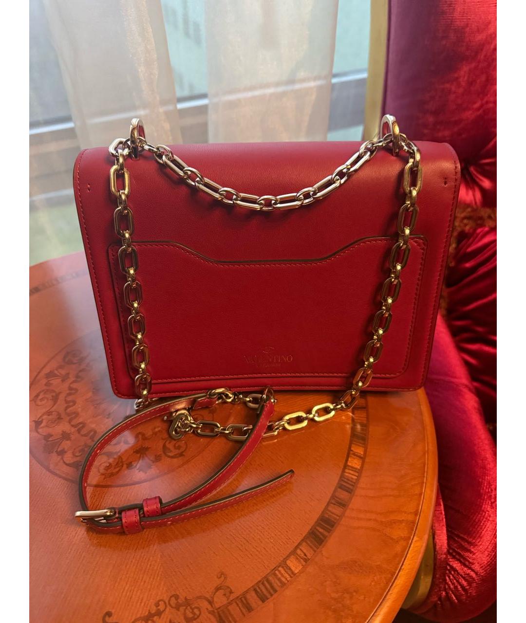 VALENTINO Красная кожаная сумка через плечо, фото 2