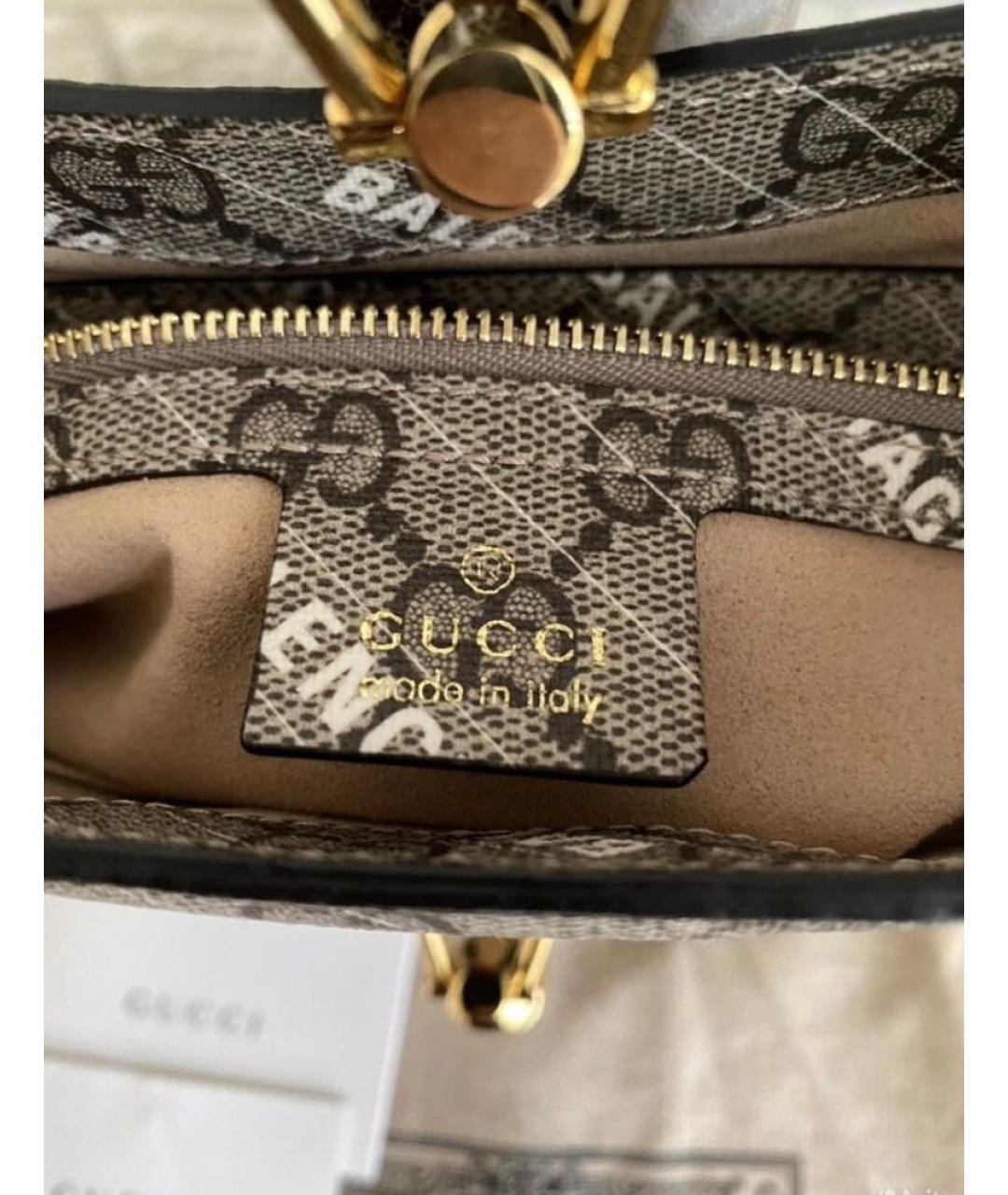 GUCCI Бежевая кожаная сумка с короткими ручками, фото 6