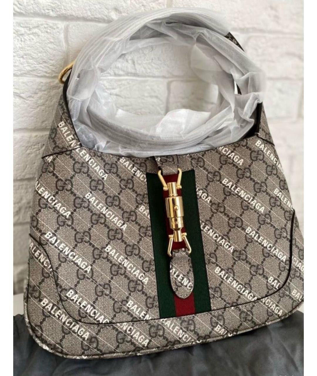 GUCCI Бежевая кожаная сумка с короткими ручками, фото 4