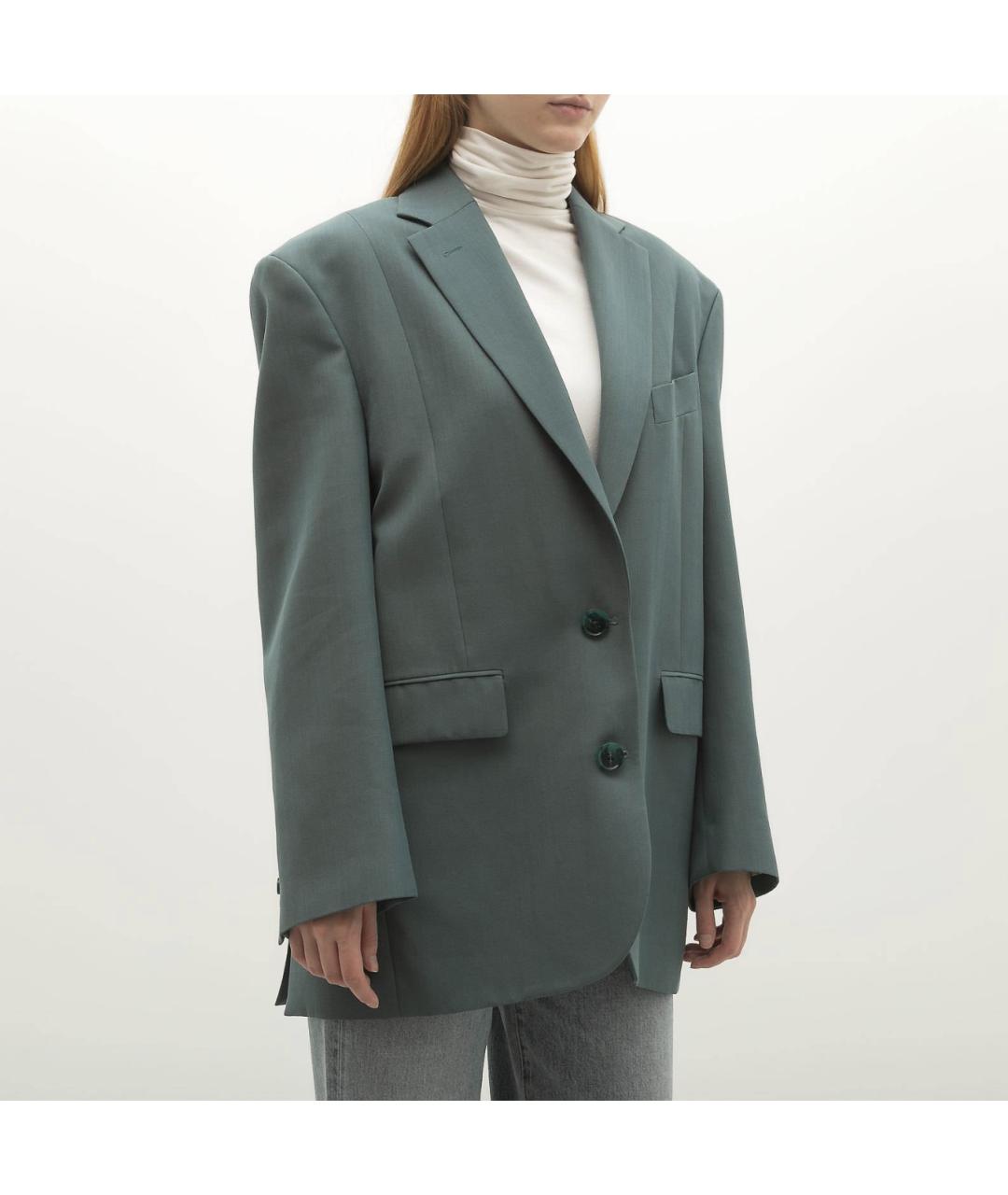 ACNE STUDIOS Бирюзовый шерстяной жакет/пиджак, фото 5