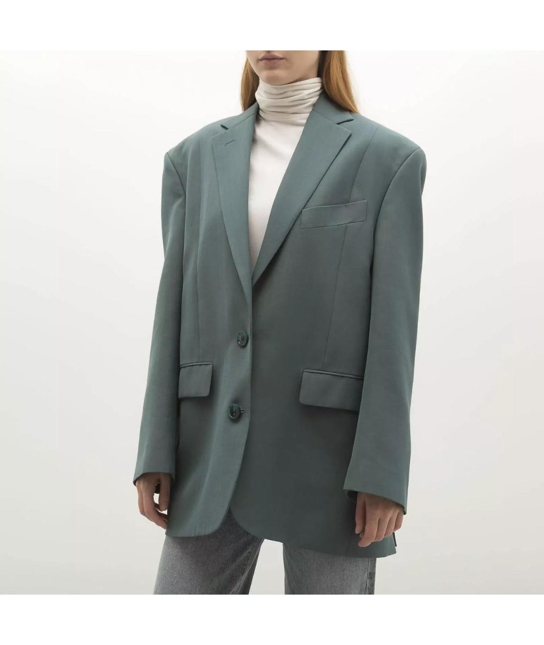 ACNE STUDIOS Бирюзовый шерстяной жакет/пиджак, фото 6