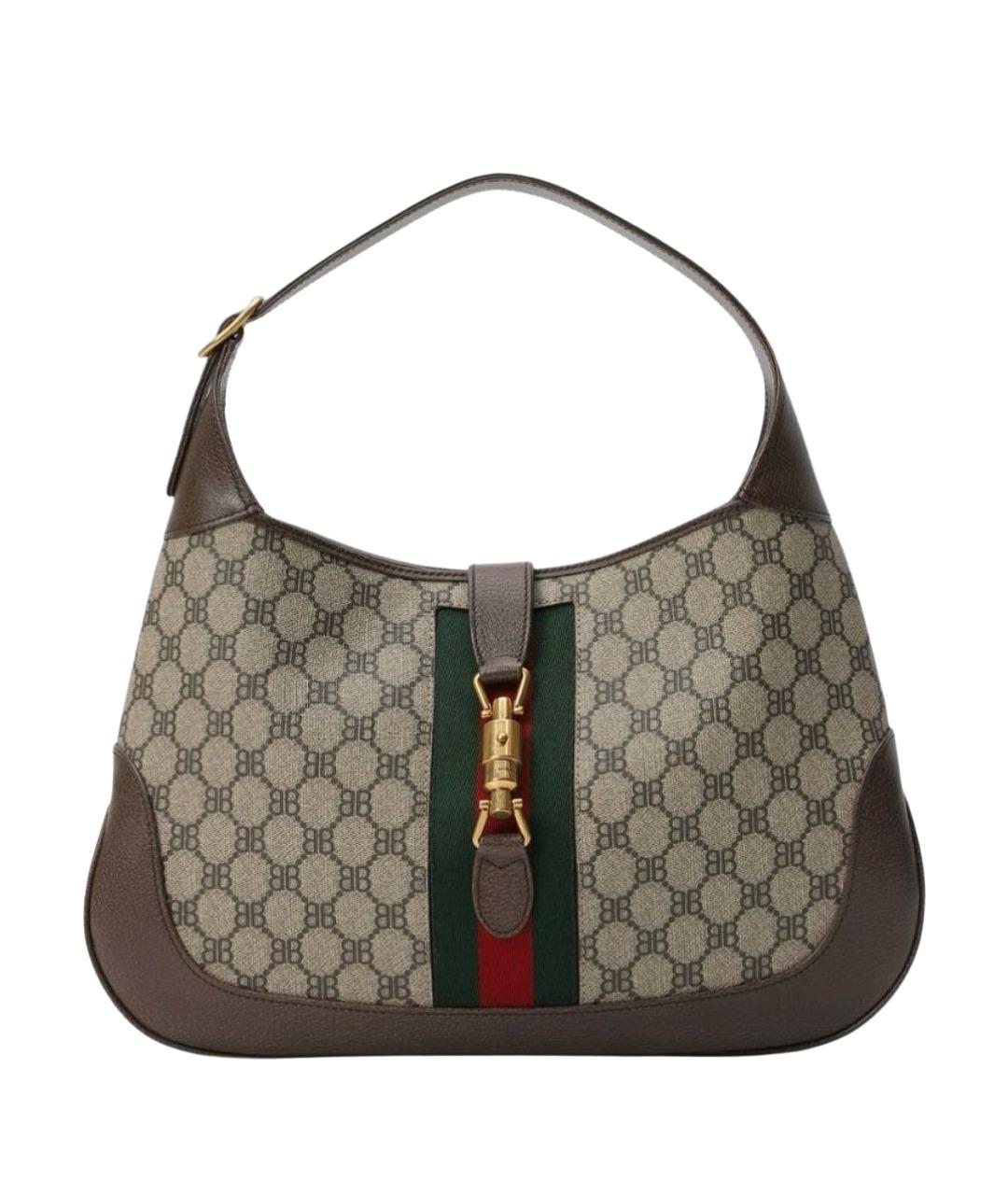 GUCCI Коричневая кожаная сумка с короткими ручками, фото 1