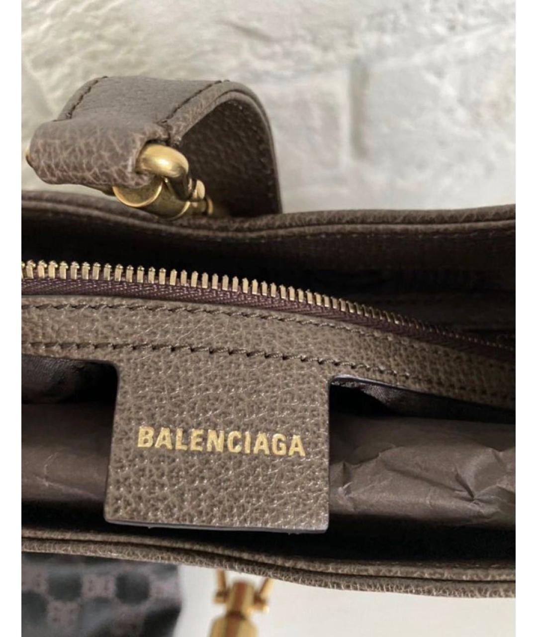 BALENCIAGA Коричневая кожаная сумка с короткими ручками, фото 7